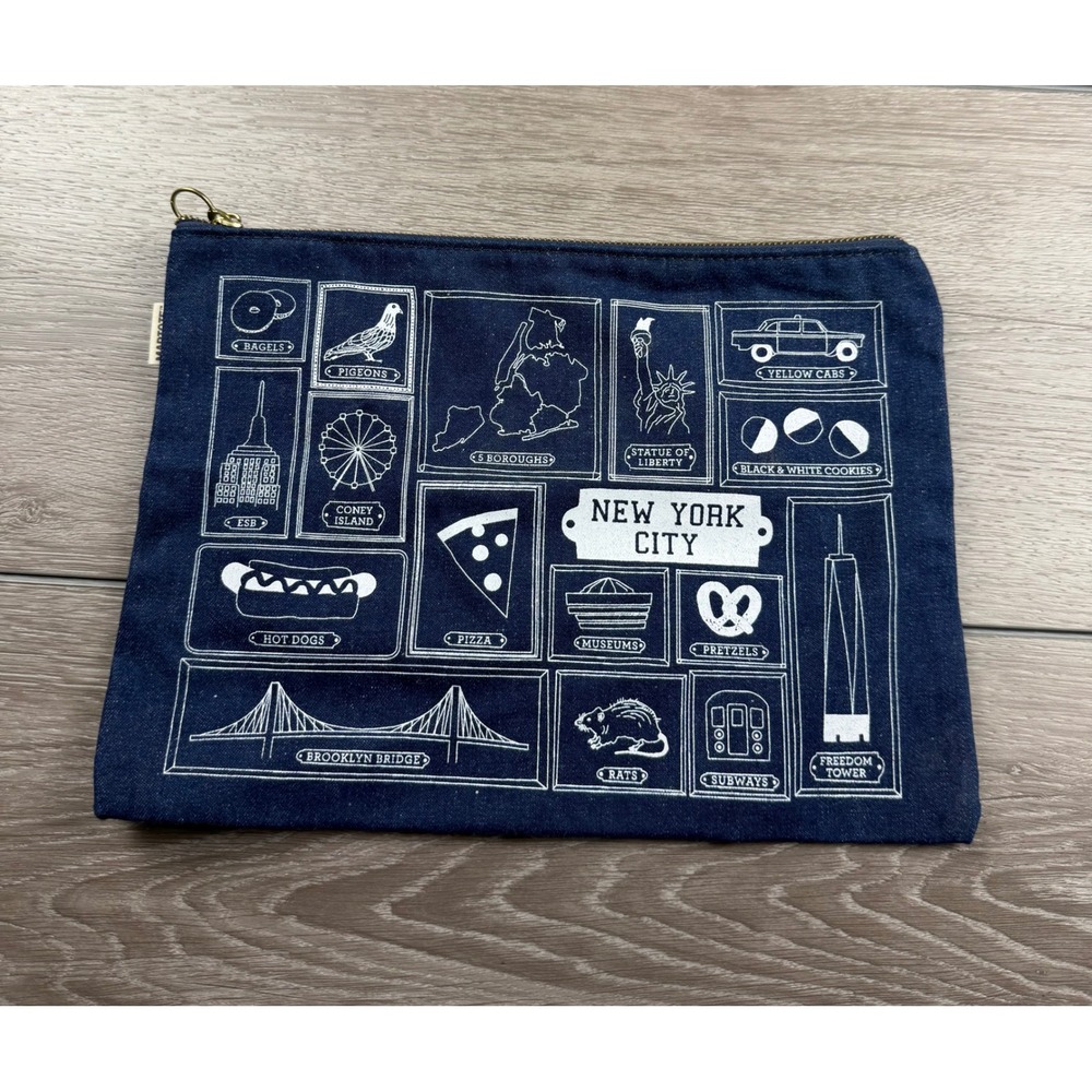Maptote Unisex Pouch New York City Icon Graphic Denim Navy Blue OS